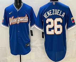 Men%27s Venezuela #26 Campeones Blue 2026 World Baseball Classic Cool Base Jersey
