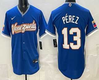 Men%27s Venezuela #13 Salvador Perez Blue 2026 World Baseball Classic Cool Base Jersey