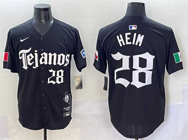 Men%27s Texas Rangers #28 Jonah Heim Black Gothic Mexico 2025 Vapor Premier Limited Stitched Baseball Jersey