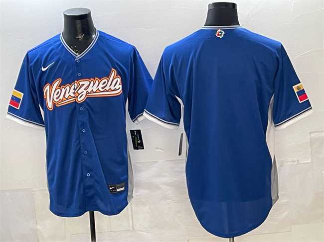 Men%27s Venezuela Baseball Blank Blue 2026 World Baseball Classic Road Stadium Stitched Jersey