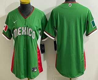 Women%27s Mexico Blank Green 2026 World Baseball Classic Cool Base Jersey