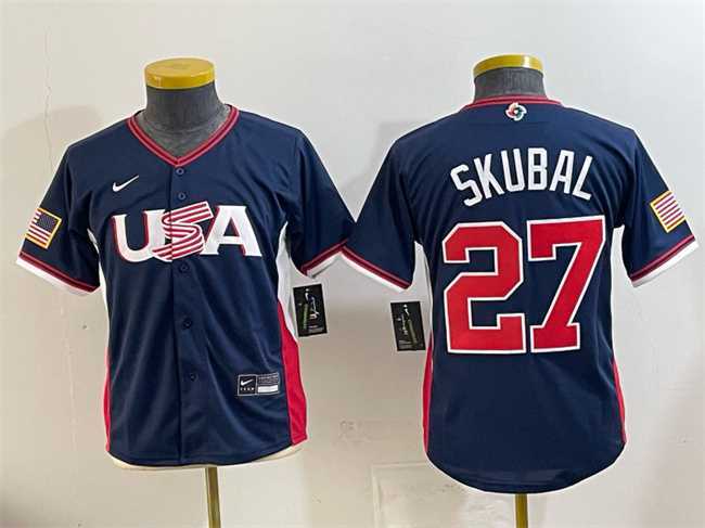 Youth USA Baseball #27 Tarik Skubal Navy 2026 World Baseball Classic Stadium Stitched Baseball Jersey