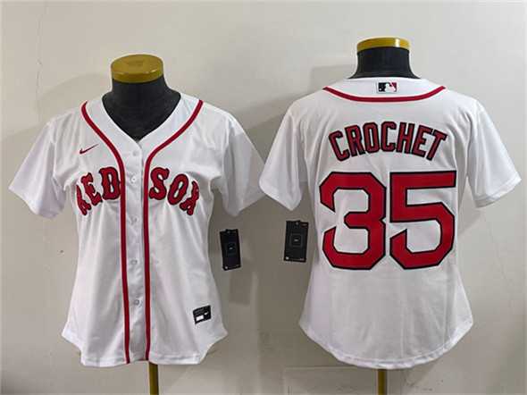 Youth Boston Red Sox #35 Garrett Crochet White Cool Base Stitched Baseball Jersey