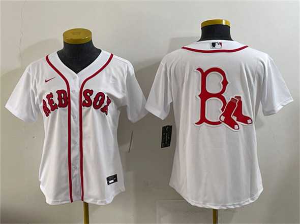 Youth Boston Red Sox Team Big Logo White Cool Base Stitched Baseball Jersey