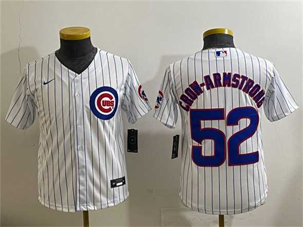 Youth Chicago Cubs #52 Pete Crow-Armstrong White Cool Base Stitched Baseball Jersey