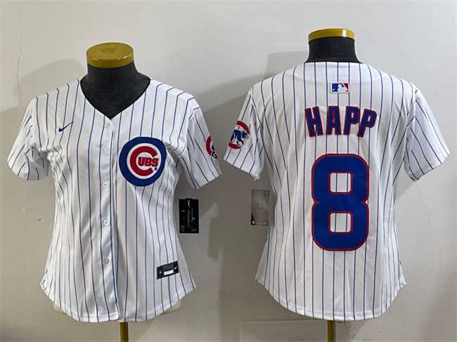 Youth Chicago Cubs #8 Ian Happ White Home Limited Stitched Baseball Jersey