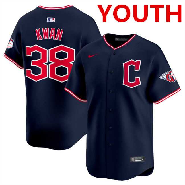 Youth Cleveland Guardians #38 Steven Kwan Navy 2025 Alternate Limited Stitched Baseball Jersey Dzhi