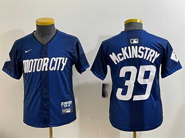 Youth Detroit Tigers #39 Zach McKinstry 2024 Navy City Connect Cool Base Limited Stitched Baseball Jersey