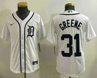 Youth Detroit Tigers #31 Riley Greene White Cool Base Stitched Jersey
