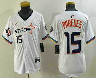 Youth Houston Astros #15 Isaac Paredes Number White 2025 City Connect Limited Stitched Jersey