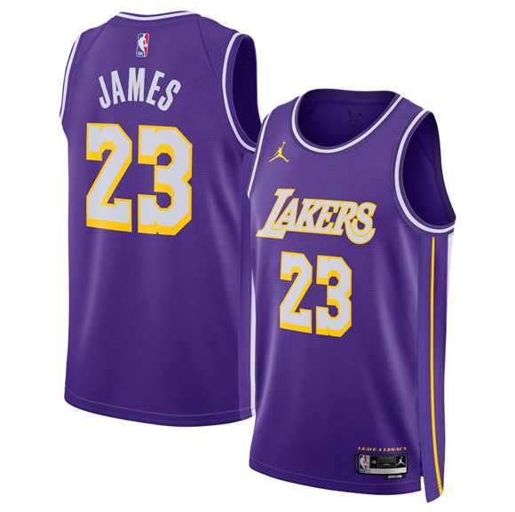 Men%27s Los Angeles Lakers #23 LeBron James Purple 2025 Statement Edition Stitched Jersey Dzhi