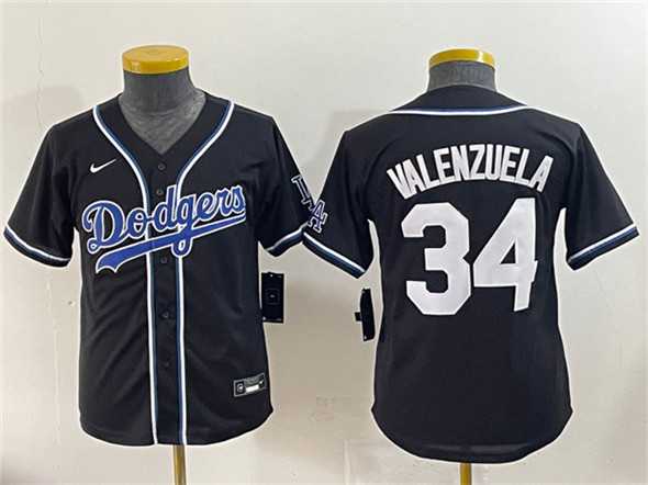Youth Los Angeles Dodgers #34 Fernando Valenzuela Black Stitched Baseball Jersey