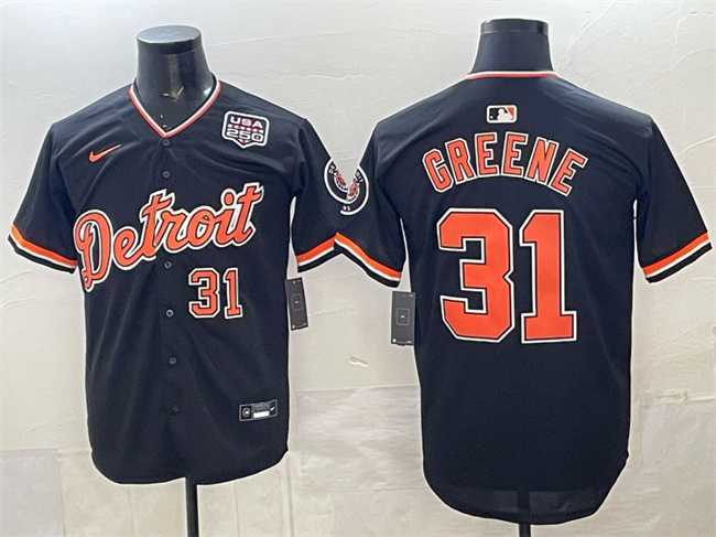 Men%27s Detroit Tigers #31 Riley Greene Navy 2026 Alternate USA 250%27 Patch Vapor Premier Limited Stitched Jersey Dzhi