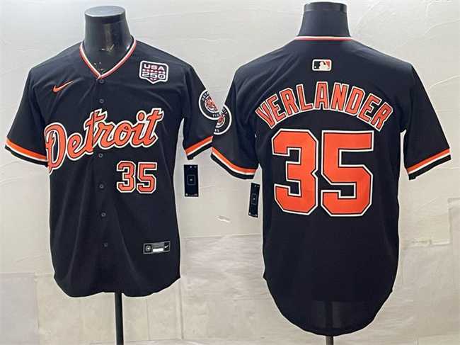 Men%27s Detroit Tigers #35 Justin Verlander Navy 2026 Alternate USA 250%27 Patch Vapor Premier Limited Stitched Jersey Dzhi