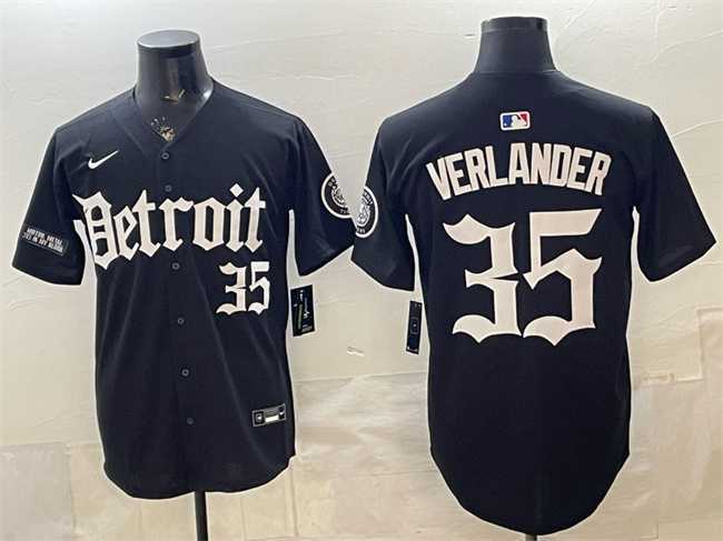 Men%27s Detroit Tigers #35 Justin Verlander 2026 Black %27Motor Gothic Edition%27 Vapor Premier Limited Stitched Jersey Dzhi
