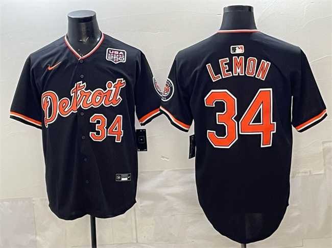 Men%27s Detroit Tigers #34 Chet Lemon Black 2026 Alternate USA 250%27 Patch Vapor Premier Limited Stitched Jersey Dzhi