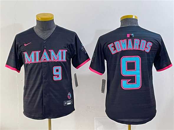 Youth Miami Marlins #9 Xavier Edwards Black 2025 City Connect Limited Stitched Jersey