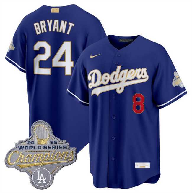 Men%27s Los Angeles Dodgers #24 Kobe Bryant Royal 2026 Alternate Gold Collection Stadium Stitched Jersey Dzhi