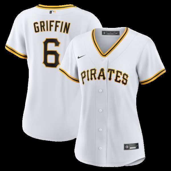 Women%27s Pittsburgh Pirates #6 Konnor Griffin Nike White Home Replica Jersey Dzhi