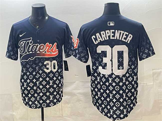 Men%27s Detroit Tigers #30 Kerry Carpenter Navy With Patch Vapor Premier Limited Stitched Jersey Dzhi