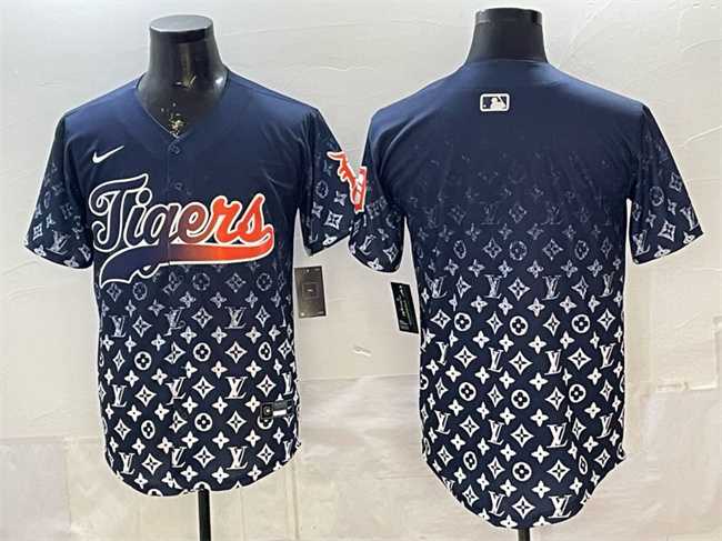 Men%27s Detroit Tigers Blank Navy With Patch Vapor Premier Limited Stitched Jersey Dzhi