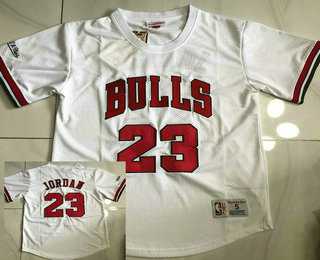 Men%27s Chicago Bulls #23 Michael Jordan White Short Sleeved AU Throwback  Baseball Jersey