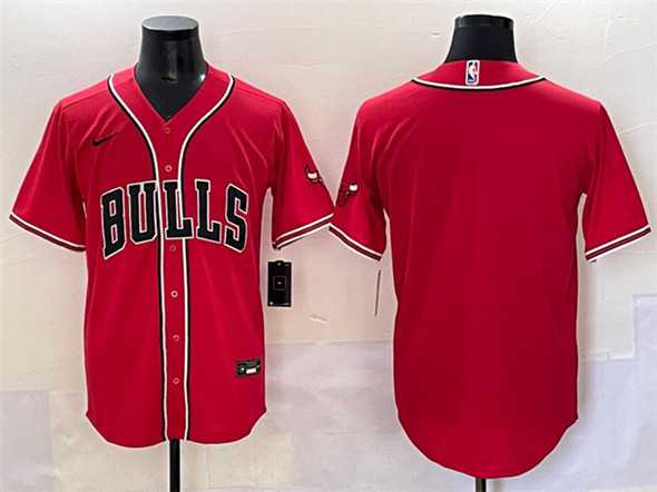 Men%27s Chicago Bulls Blank Red Cool Base Stitched Baseball Jersey