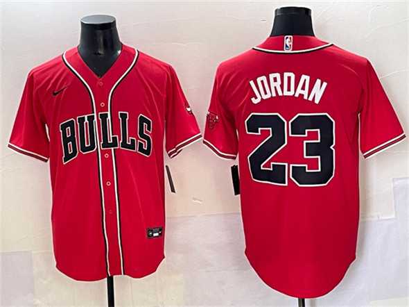 Men%27s Chicago Bulls #23 Michael Jordan Red Cool Base Stitched Baseball Jersey