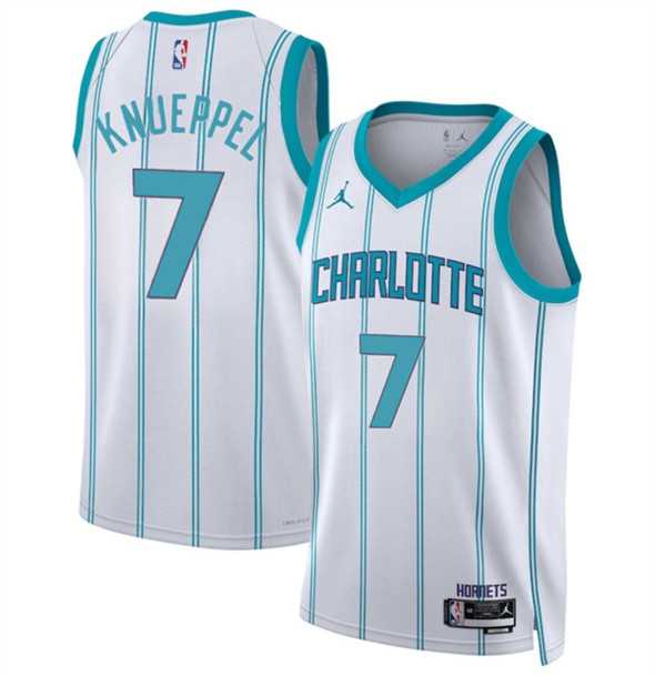 Men%27s Charlotte Hornets #7 Kon Knueppel White 2025 Draft Association Edition Stitched Jersey Dzhi