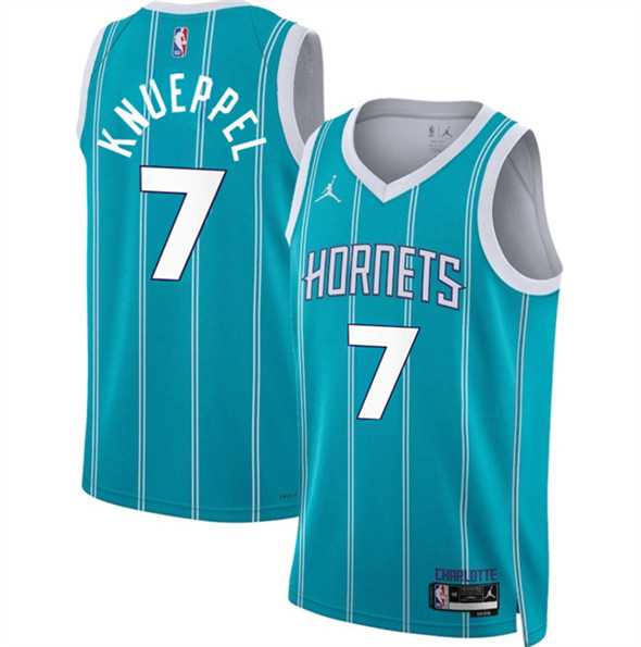Men%27s Charlotte Hornets #7 Kon Knueppel Teal 2025 Draft Icon Edition Stitched Jersey Dzhi
