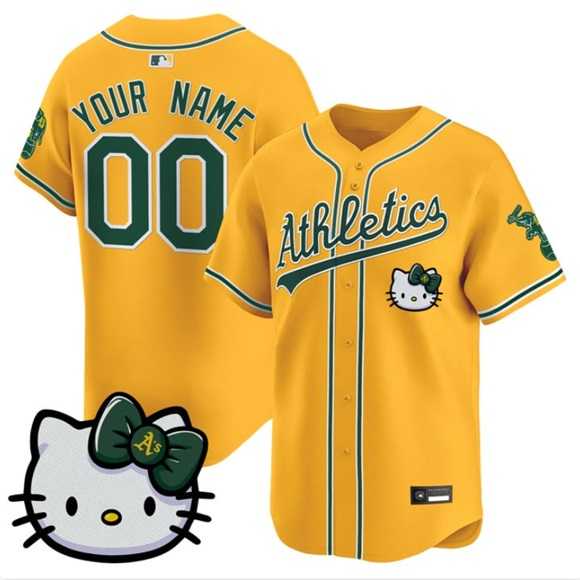 Men%27s Oakland Athletics Active Player Custom Gold Hello Kitty Vapor Premier Limited Stitched Baseball Jersey