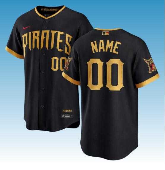 Men%27s Pittsburgh Pirates Custom Black 2026 City Connect Stadium Stitched Baseball Jersey