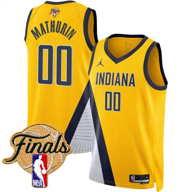 Men%27s Indiana Pacers #00 Bennedict Mathurin Yellow 2025 Finals Statement Edition Stitched Jersey Dzhi