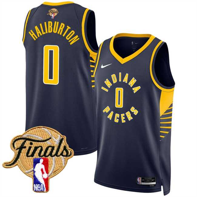 Men%27s Indiana Pacers #0 Tyrese Haliburton Navy 2025 Finals Icon Edition Stitched Jersey Dzhi