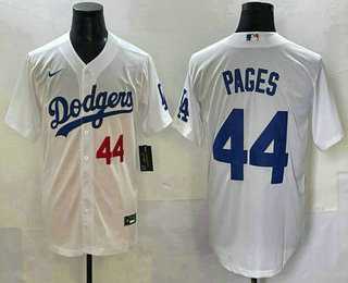 Men%27s Los Angeles Dodgers #44 Andy Pages Number White Cool Base Stitched Jersey