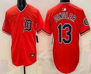Men%27s Detroit Tigers #13 Dillon Dingler Orange Limited Jersey