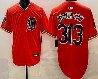 Men%27s Detroit Tigers #313 Motor City Orange Limited Jersey