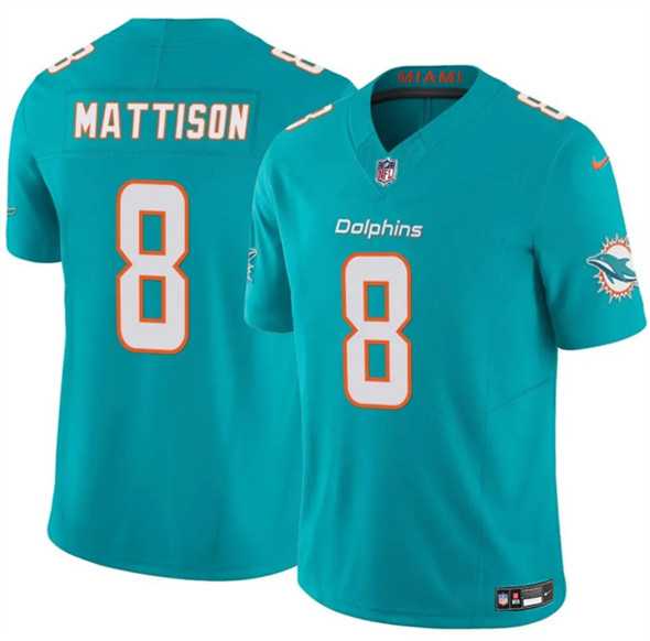 Men & Women & Youth Miami Dolphins #8 Alexander Mattison Aqua 2025 F.U.S.E. Vapor Limited Stitched Jersey