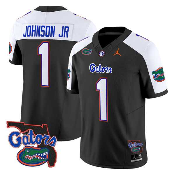 Men%27s Florida Gators #1 Montrell Johnson Jr. Black Alternate 2024 F.U.S.E. Florida Patch Vapor Limited Stitched Football Jersey Dzhi