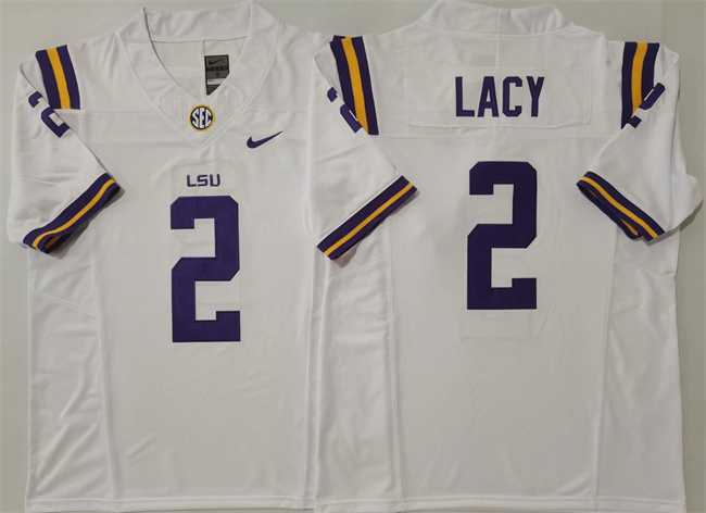 Men%27s LSU Tigers #2 Kyren Lacy White F.U.S.E. Stitched Jersey