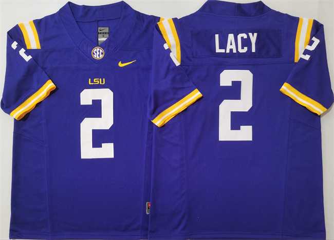 Men%27s LSU Tigers #2 Kyren Lacy Purple F.U.S.E. Stitched Jersey