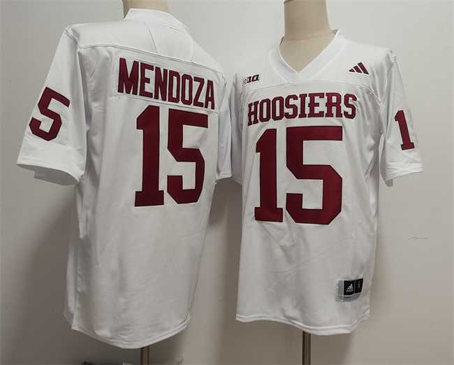 Men%27s Indiana Hoosiers #15 Fernando Mendoza White Stitched Jersey