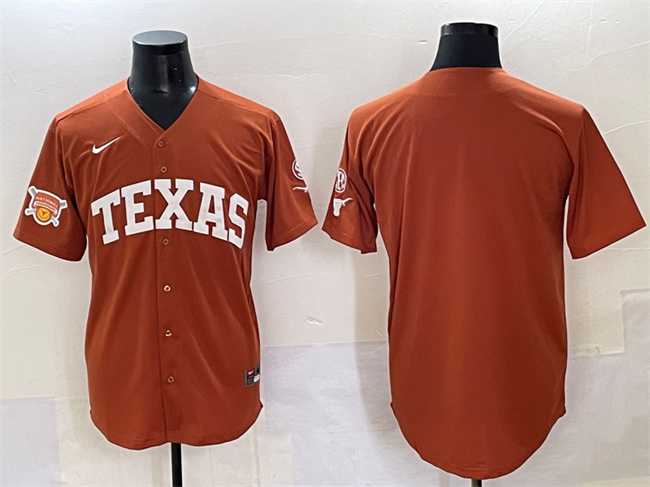 Men%27s Texas Longhorns Blank Orange 2025 Softball National Champions & SEC Patch Stitched Jersey
