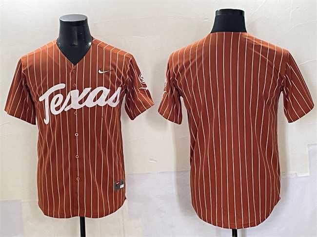 Men%27s Texas Longhorns Blank Orange Pinstripe SEC Patch Stitched Jersey