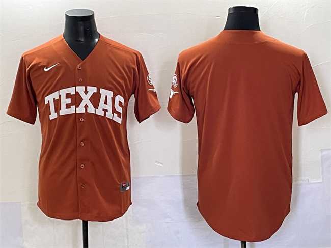 Men%27s Texas Longhorns Blank Orange SEC Patch Stitched Jersey