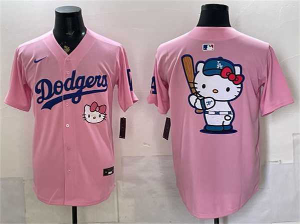 Men%27s Los Angeles Dodgers Team Big Logo Pink 2025 Hello Kitty Vapor Limited Stitched Jersey Dzhi