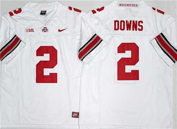 Men%27s Ohio State Buckeyes #2 Caleb Downs White 2025 F.U.S.E. Limited Stitched Jersey