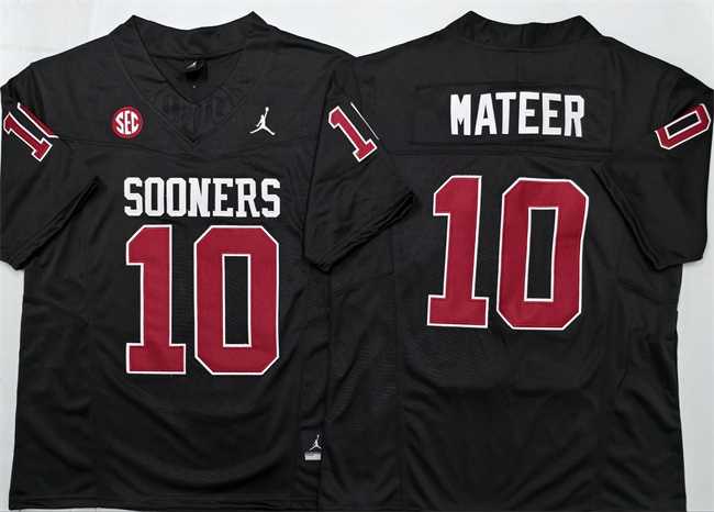Men%27s Oklahoma Sooners #10 John Mateer Black 2025 F.U.S.E. Stitched Jersey