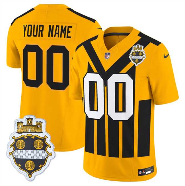 Men%27s Pittsburgh Steelers Active Player Custom Gold 1933 F.U.S.E. Throwback Alternate Football Stitched Football Jersey