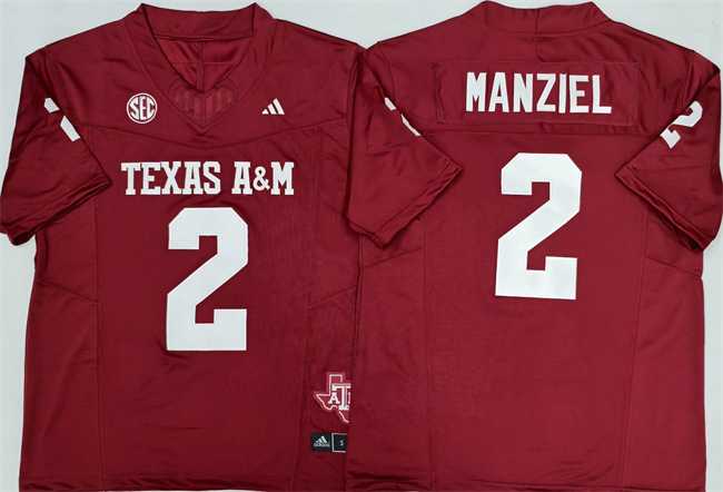 Men%27s Texas A&M Aggies Lions #2 Johnny Manziel Red 2025 F.U.S.E. Stitched Jersey